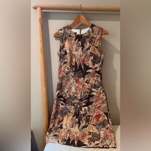 Rene Lezard sleeveless floral print cotton sheath shift dress sz 36